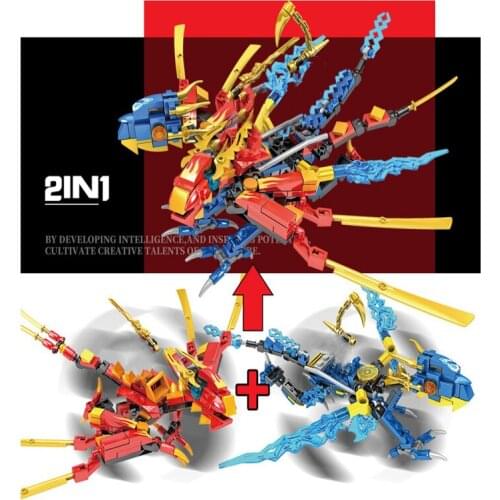 4Pcs New Combination Golden Ninja Dragon Knight Model Building Blocks KAI JAY Robots Figures Bricks Toys for Children Boy Gifts