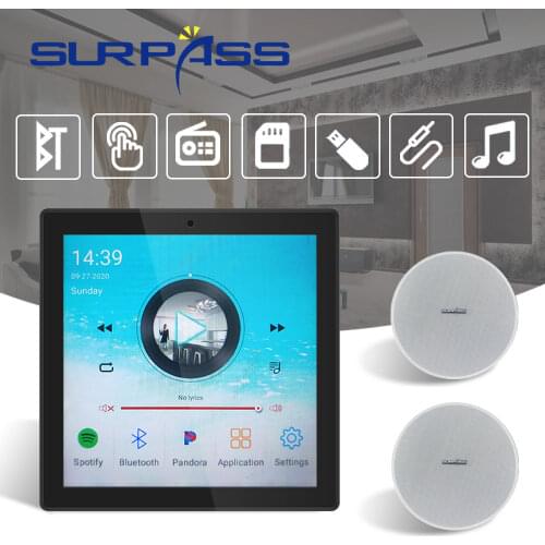 Smart Home Audio Wall Amplifier Bluetooth WiFi Fm Android System HiFi Surround Stereo Sound Ceiling Speaker Background Music Kit