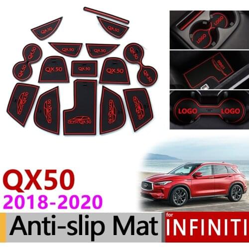 Anti-Slip Rubber Gate Slot Mats Cup Mat for Infiniti QX50 2018 2019 2020 QX50 ii mk2 P71A Accessories Stickers Car Styling 15pcs