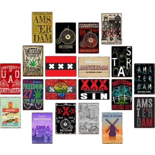 Netherlands Amsterdam Metal Tin Signs Vintage Plaque Wall Poster Beer Bar Coffee Cafe Decoration Home Decor 20x30 cm