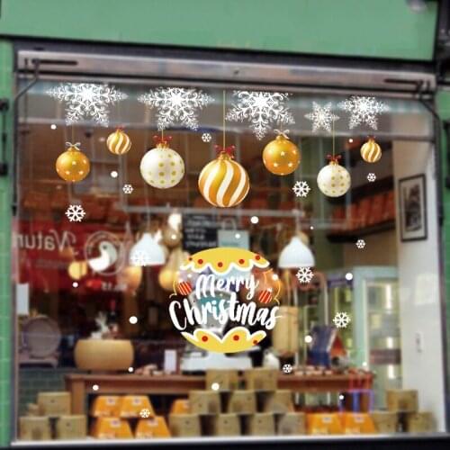 New Merry Christmas PVC Window Stickers Removable Cute Wreath Santa Claus Pattern Christmas New Year Party Home Wall Decals