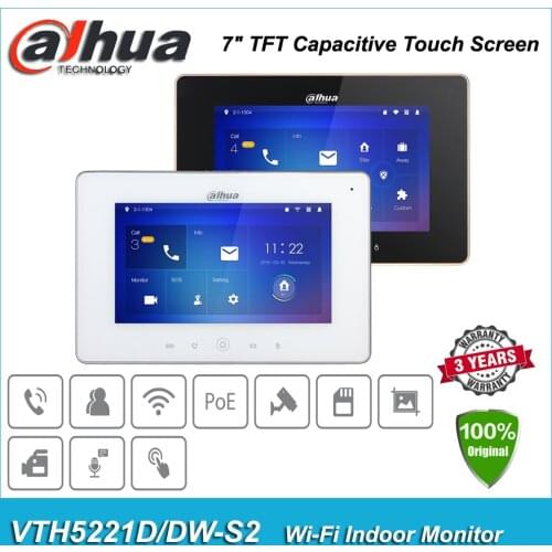 Original Dahua VTH5221DW-S2 VTH5221D-S2 Video Intercom 7" TFT Capacitive Touch Screen WIFI Wireless IP Indoor Monitor Station