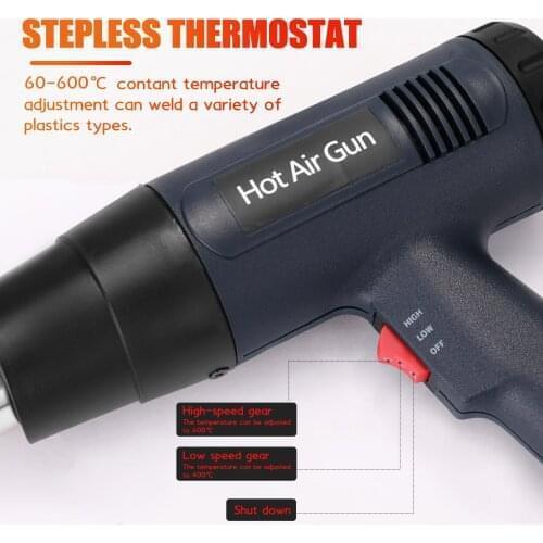 2000W Portable Digital Display Electric Hot Air Machine Handheld Dual Wind Speed Film Heating Hot Air Power Tool