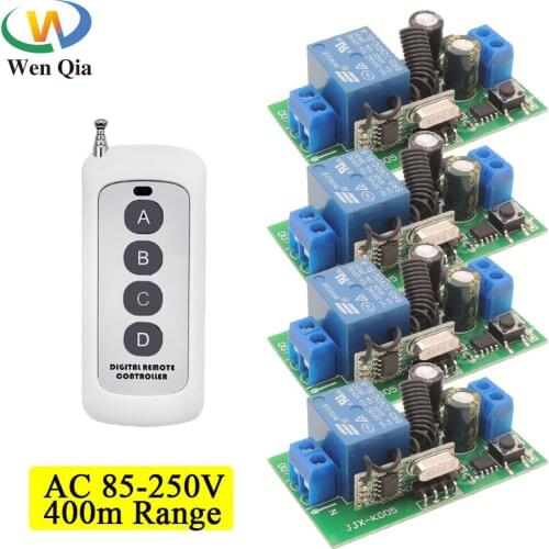 433Mhz Universal Wireless Remote Control Switch AC 110V 220V 1 CH Relay Receiver Module 4CH RF LED Remote Transmitter Light Lamp