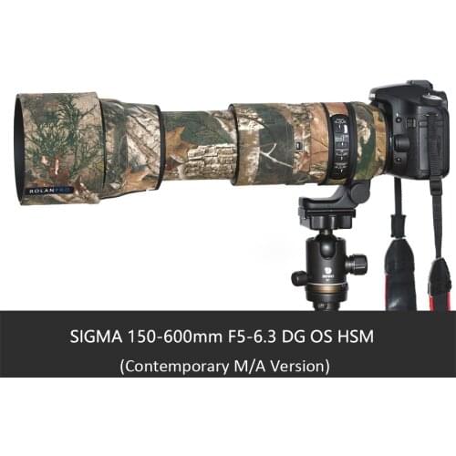 Roadfisher Camo Waterproof Camera Lens Wrap Cover Protection Coat For SIGMA 150-600mm F5-6.3 DG OS HSM Contemporary M/AF Version