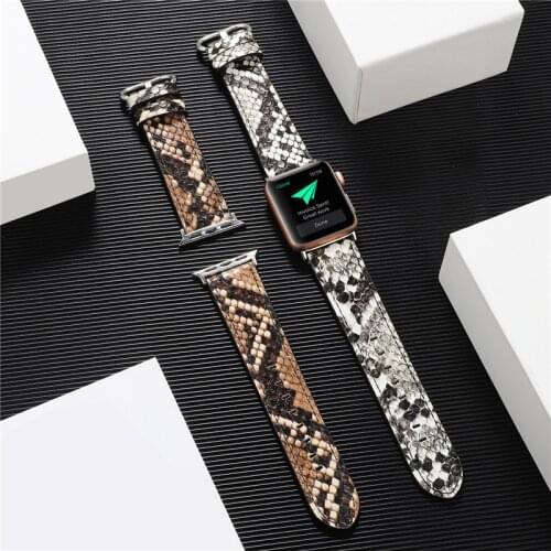 Luxury Snake Leather loop Band for iWatch 6 5 4 3 2 1 SE 40mm 44mm Sports Strap Tour band for Apple watch 42mm 38mm strap