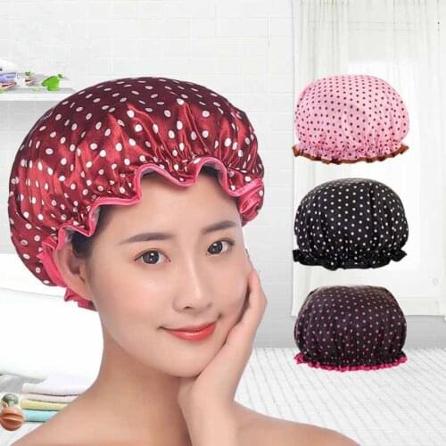 Lovely Thick Women Shower Caps Colorful Double Layer Bath Shower Hair Cover Adults Waterproof Hot Sale