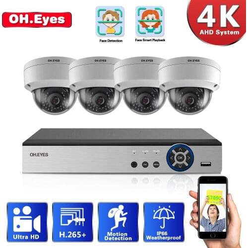 CCTV camera System 4CH 8MP AHD Security Camera DVR Kit CCTV Waterproof Outdoor Home Video Surveillance System Xmeye