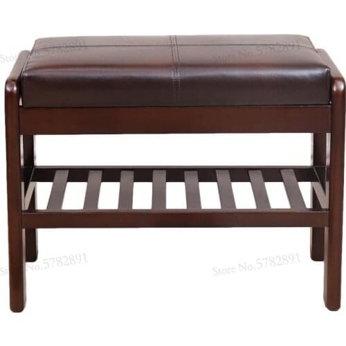 Entry-level Solid Wood Shoe Bench Home Small Shoe Cabinet Door Can Sit In The Door To Wear Shoes Stool European-style Entrance H
