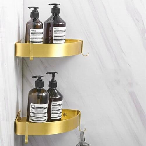 Modern Bathroom Accessories Space Aluminum Corner Shelf Bath Triangle Basket Hotel Single-layer Storage Brused Gold Rack Shower