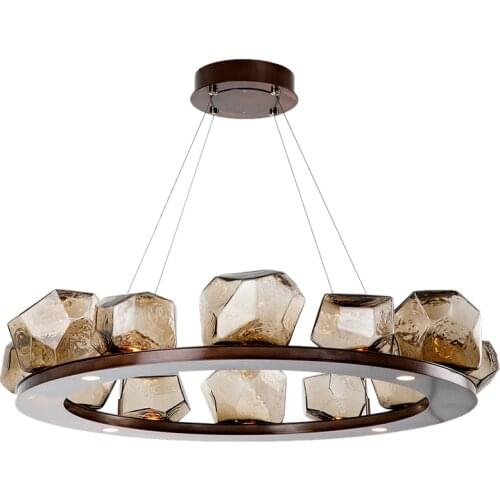 G4 LED Postmodern Art Stone Designer Round LED Chandelier Lighting Lustre Suspension Luminaire Lampen For Foyer