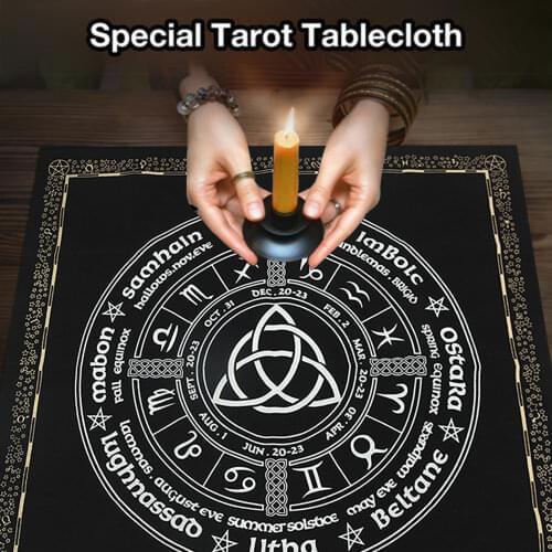 Triquetra Pagan Wheel of the Year Tarot Card Tablecloth Playing Cards Board Game Card Cloth