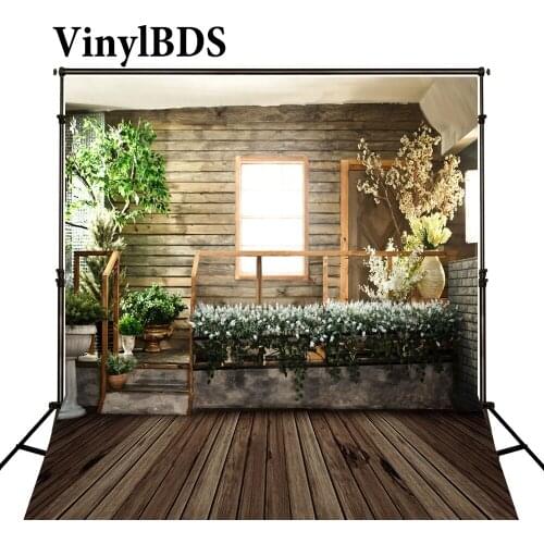 VinylBDS Indoor Wedding Photography Backdrops Dark Wood Texture Floor Photography Vintage Wedding Background for Photo Studio