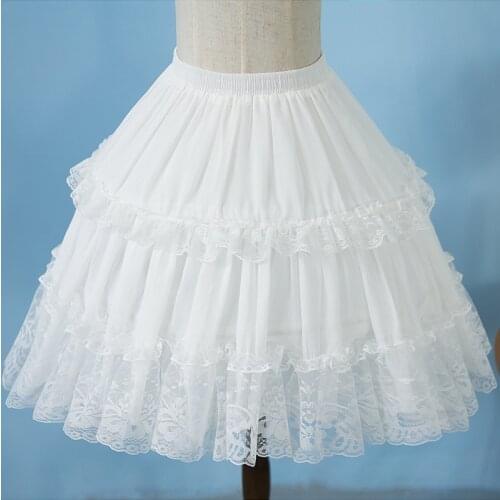 Womens Lolita Cosplay Short Above Knee Petticoats Free Size Petticoat Crinoline Underskirt for Prom Evening Wedding Dress CQ050