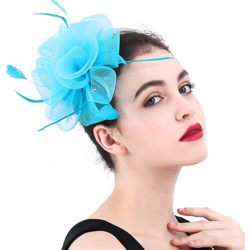 Women Elegant Ladies Fashion Fascinator Hat Flower Hair Pin Handmade Fancy Feather Hair Accessories Ladies Wedding Headdress
