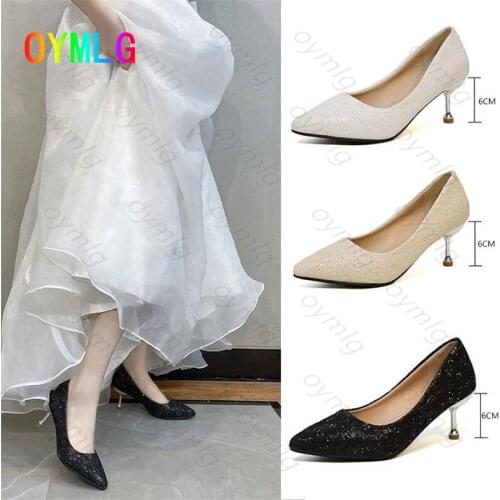 High heels women 2021 new lace sequins fairy style pointed toe stiletto sexy gentle non-tiring foot single shoes heels for women