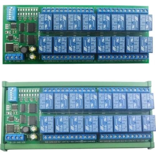 16-Channel 12V 10A DIN Rail Box PLC Expansion Board RS485 Modbus RTU Relay Module