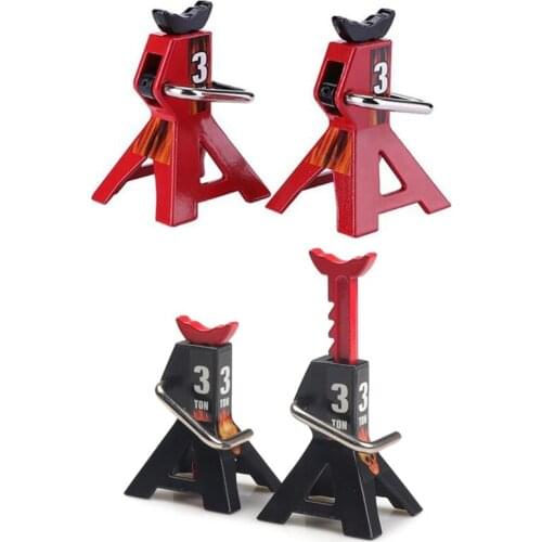 2PCS Metal 3 Ton Simulated Jack Height Adjustable Repair Bracket Scene Tool Lifting Jack for 1/10 TRX4 D90 CC01 RC Climbing Car