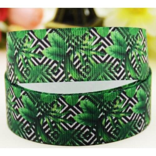 22mm 25mm 38mm 75mm leaf printed Grosgrain Ribbon party decoration 10 Yards X-03642