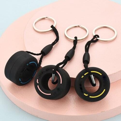 3D Design Rubber Tyre Pendant Keychain Fashion Soft PVC Keyrings Jewelry Cute Gifts for Friends New Arrivals
