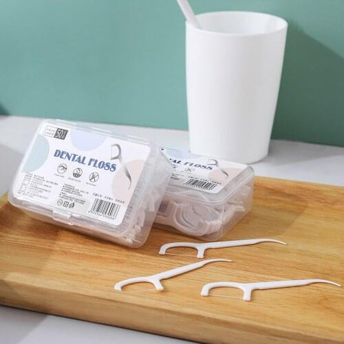 50pcs/box Dental Floss High Tensile Force Individually Installed Floss Stick Boxed Portable Floss Floss Family Superfine Floss