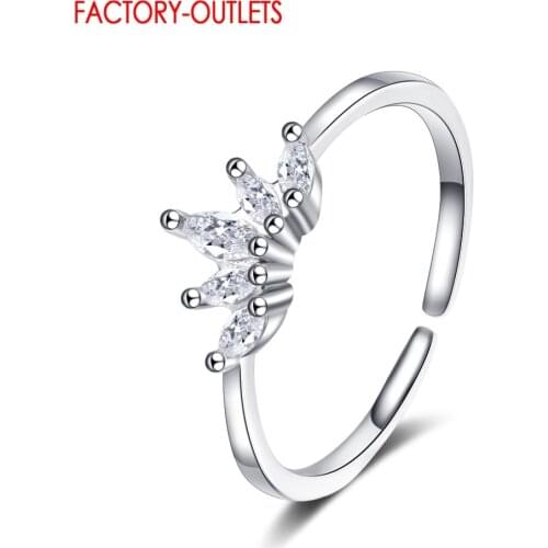 Modern Real 925 Sterling Silver Sparkling Zirconia Opening Finger Rings For Women Korea Style Adjustable Rings Fine Jewelry