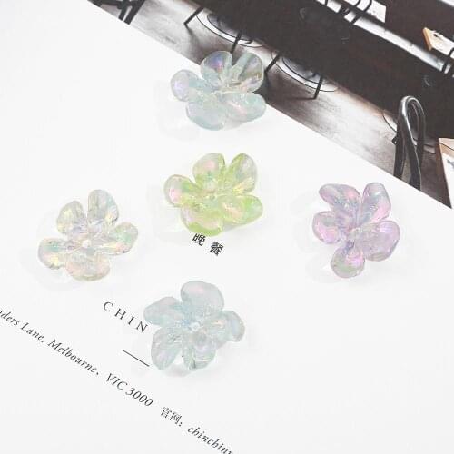 4Pcs/Lot 24x20mm Multiple Color Beads Acrylic Flower Beads Charms for DIY Earring Handmade Jewelry Accessories