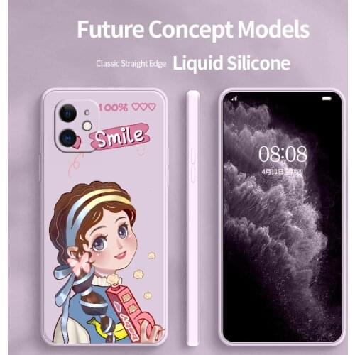Sweet Girl Phone Case For iPhone 12 11 Pro Max X XS XR XSMAX SE2020 8 8Plus 7 7Plus 6 6S Plus Liquid Silicone Cover