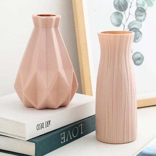 Flower Vase Geometric Origami Plastic Vase White Imitation Ceramic Flower Pot Basket Flower Vase Decoration Home Nordic Decor
