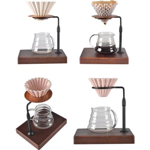 Coffee Filter Holder Wood Base Adjustable Ceramic Origami Style Espresso Filter Cup V60 Funnel Drip Hand Cup Filters For Barista