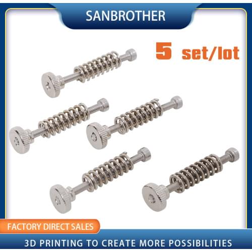 5PCS M3 screw 3D Printer parts Leveling components M3 screw Leveling spring Leveling knob suite for 3D printer Heating Bed