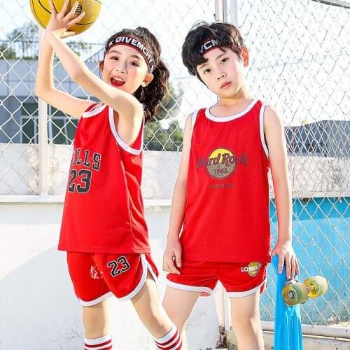 Kids Boys Sports Basketball Clothes Suit 2021 Summer Childrens Toddler Teens Baby Fashion Vest + T-shirt 2pcs Kids Sportswear