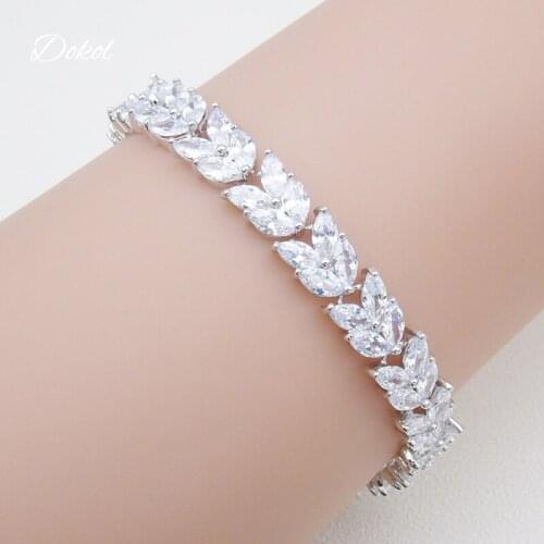 DOKOL Luxury Wedding Bracelets Marquise Cut AAA Cubic Zirconia Bridal Bracelet Silver Color Bangle for Women Party DKB0036