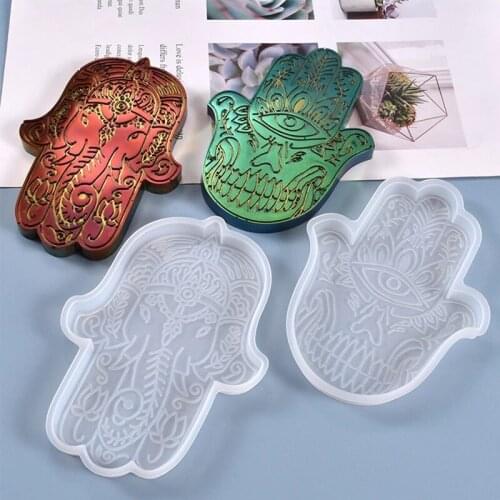 Fatima GodS Eye Crystal Epoxy Crafts Handmade Jewelry Tools Palm Dish Plate Storage Tray Silicone Mold for DIY Resin Handmade