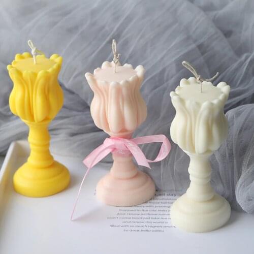 3D Tulip Shape Candle Mold Tulip Flower Handmade Silicone Wax Mold Making Molds for Candle Plaster Soap