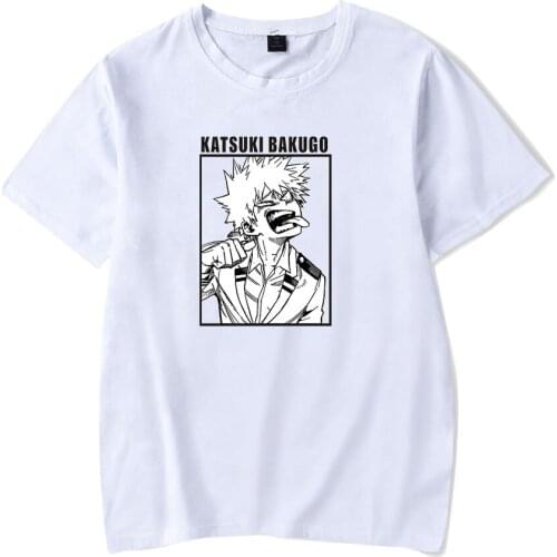 Hot Anime Cartoon My Hero Academia Bakugou Katsuki Printed Short Sleeves T-shirt Men Women O-neck Streetwear Casual Regular Top