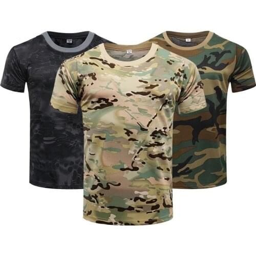 Camouflage Tactical Shirt Short Sleeve Mens Quick Dry Combat T-Shirt Military Army T Shirt Camo Outdoor Hiking Hunting Shirts