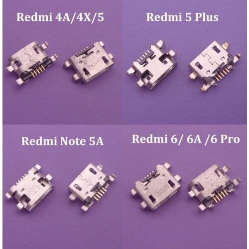 1pcs Micro USB connector 5pin USB jack socket female charging port for Xiaomi Redmi 4A 4X 5 plus 5plus 6 Note 5A