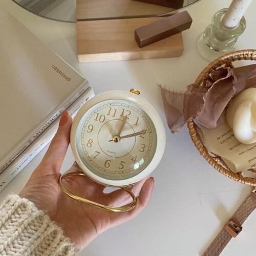 Cream Color Bedroom Nordic Style Student Desk Silent Small Alarm Clock