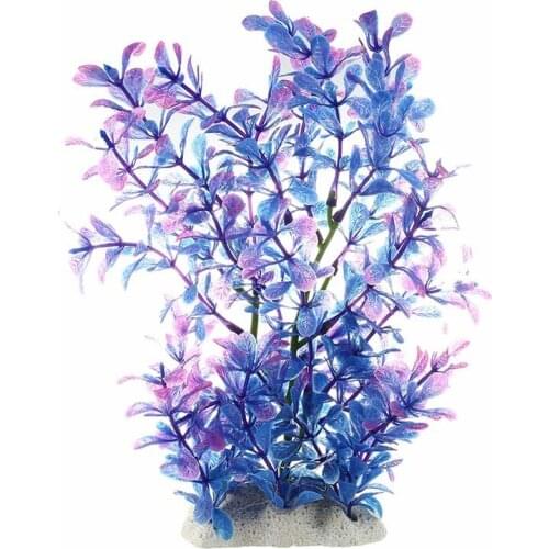 LIXF Artificial Plastic Water Plant Purple-blue Deco of Aquarium