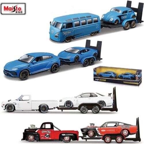 Maisto 1:24 1973 Datsun 620 Pick-UP & Skyline R34 GT-R Static Die Cast Vehicles Collectible Model Sports Car Toys