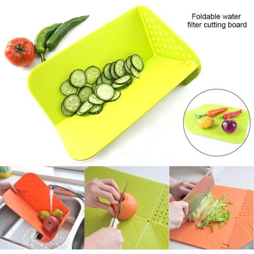 Multi-function Foldable Rinse Chop Board Veggies Fruit Cutting Board Strainer Chopping Board Multifunctional Kitchen Tool Green 2019ing