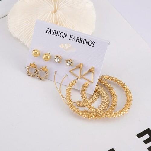 Fashion Bohemian Circle Hoop Earrings Sets For Women Geometric Statement Gold Big Drop Earrings 2021 Trend Earrings Jewelry Gift