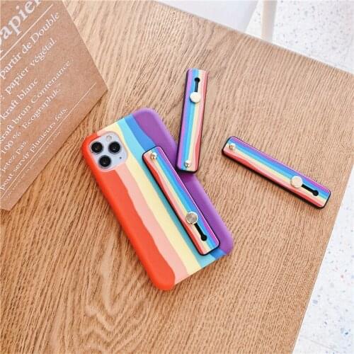 Cartoon wrist strap hand with finger grab phone holder rainbow stand push-pull iphone 11 universal phone socket stand