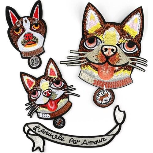 Dog Iron On Patches Shirt Shorts Fashion Logo Embroidery Clothing Fashion Badge