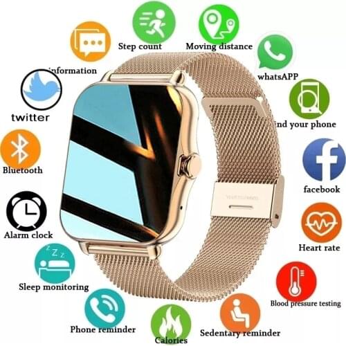 2021 New Color Screen Smart watch Ladies Men Full Touch Fitness Tracker Blood Pressure Smart Clock Ladies Smart Call Watches+Box