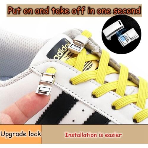 New Upgrade Magnetic Lock Shoelaces No Tie Shoe Laces Sneakers Metal Lock Shoelace Sports Kids Adult Lazy Laces Fits All Shoes