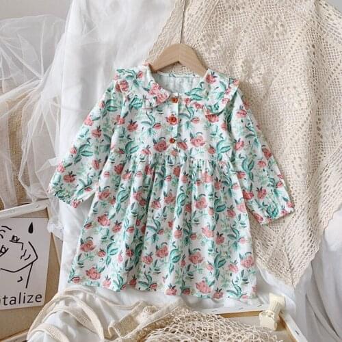 2020 Autumn Casual Solid Girls Dress Flowers Kids Dresses For Girls High Quality Fashion Girl Clothes