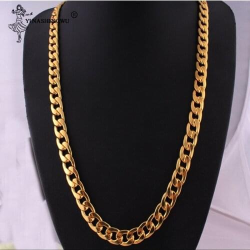 Punk Hip Cuban Link Gold Chain Rapper Men Necklaces Street Fashion Popular Metal Alloy Decorative Long Chain Jewelry Present