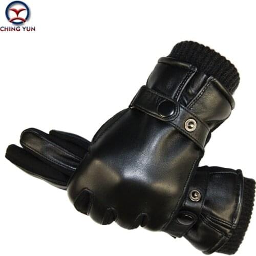Winter man Sheep skin leather gloves male warm Super soft Stitching design Comfortable mens Operating mobile phone men mittens